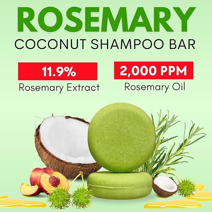 Rosemary Shampoo and Conditioner Bar Set 3 - Hair Growth, Regrowth, and Anti Hair Loss - Natural Solid Shampoo Bars for Women with Straight, Curly Hair for Thinning, Thickening Sulfate & Silicone free