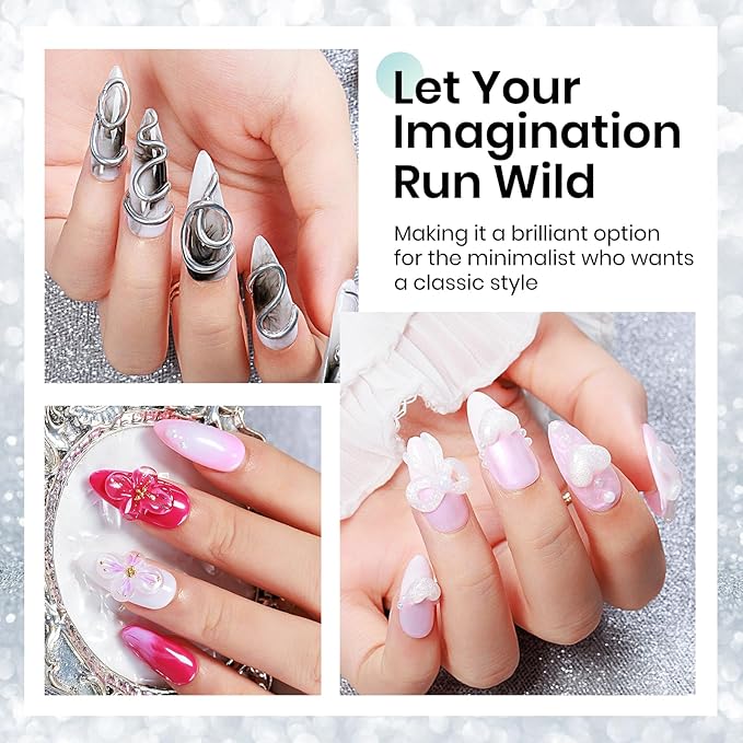 MIZHSE Solid Builder Gel for Nails Kit: 2PCS 30g 3D Pearl White & Clear Hard Gel for Nailswith Nail Forms 3D Silicone Mold Soak off U V LED Builder Gels for Extension Home Manicure