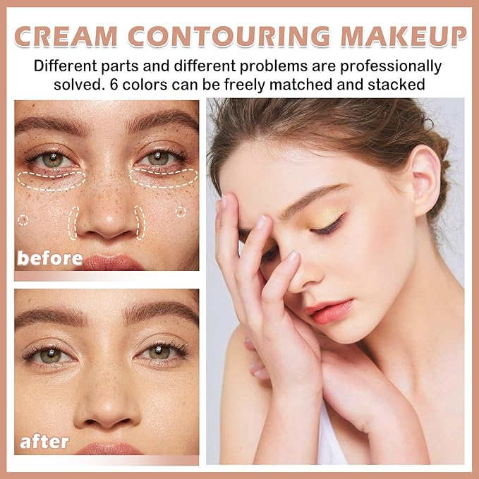 Cream Concealer Contour Makeup Palette Cream Foundation Palette for Dark Circles Professional Concealer Full Coverage Face Highlighter Contour Makeup Palette with Brush - 02 Concealer