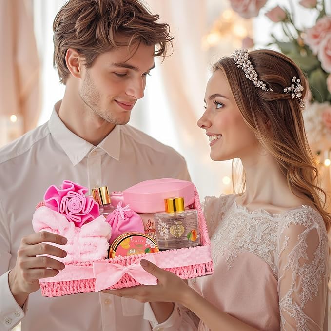 Mothers Day Gifts for Mom - 23-Piece Luxury Bath & Body Gift Basket for Women, Spa Kit for Her, Self Care Kit with Necklace, Diffuser & More | Perfect for Holiday, Christmas, Valentine's Day, Birthday