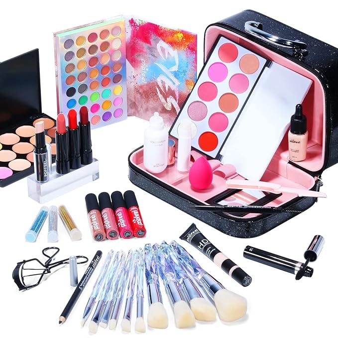 Makeup Kit For Women Full Kit,All-in-one Makeup Holiday Gift Set Include Concealer Eyeshadow Face Powder Palette Lipstick Blush - Make Up Kits For Adult Professional And Beginner With Carry Travel Bag