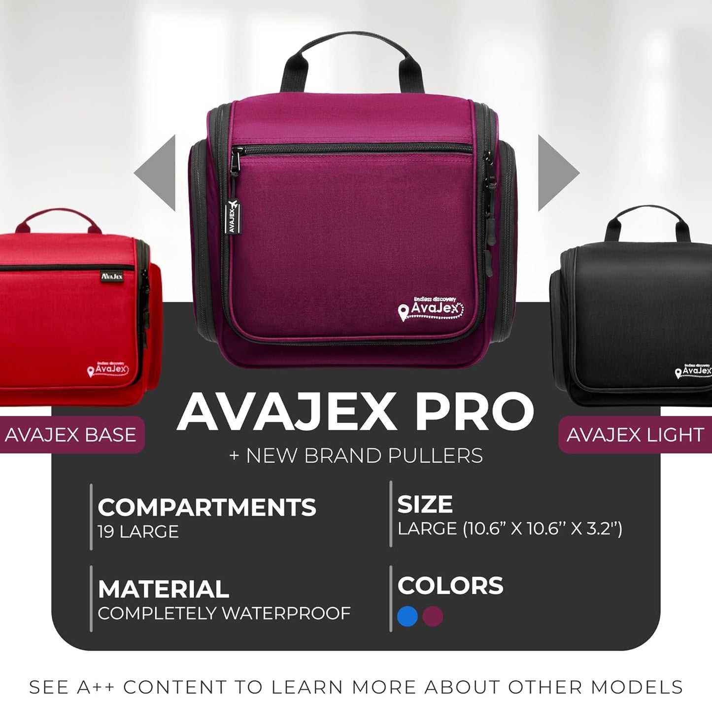 Travel Toiletry Bag for Men and Women - (10.6”x10.6”x3.2”) Large Hanging Toiletry Organizer - Waterproof Hygiene Bag with Metal XXL Swivel Hook, with Sturdy Zippers and 19 Compartments for Toiletries