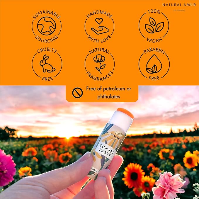 Natural Amor All Natural Lip Balm - 0.3oz Paper Tube - Handcrafted with Beeswax, Vitamin E, Essential Oil and Coconut Oil - Cruelty-Free, Citrus Scent