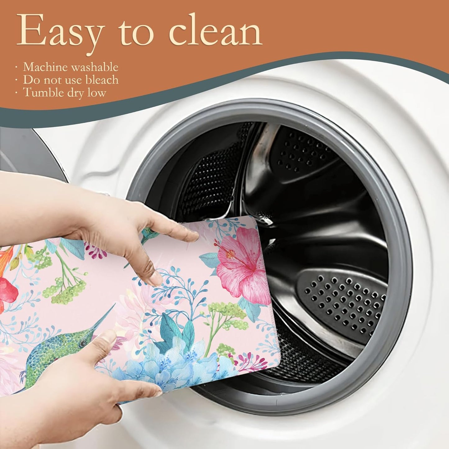 Humming Bird Dish Drying Mats 18x24 Inch,Tropical Flowers Dish Pad Drying Rack Mat for Kitchen Counter Ultra Absorbent Microfiber Dishware Coffee Maker Bar Countertop Decor