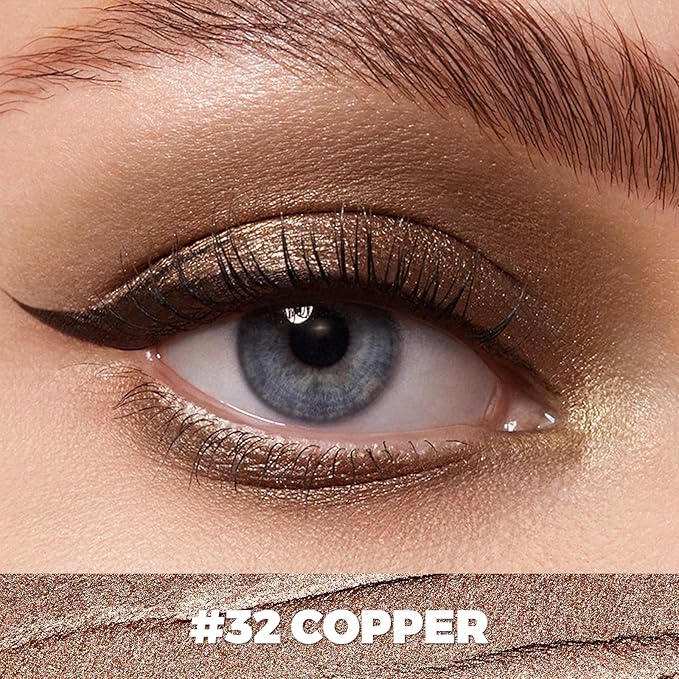 FOCALLURE Shimmer and Matte Cream Eyeshadow Stick,Smooth Brilliant Eye Brightener Pencil for Women,Long Lasting Waterproof Eye Shadow and Liners Makeup,COPPER
