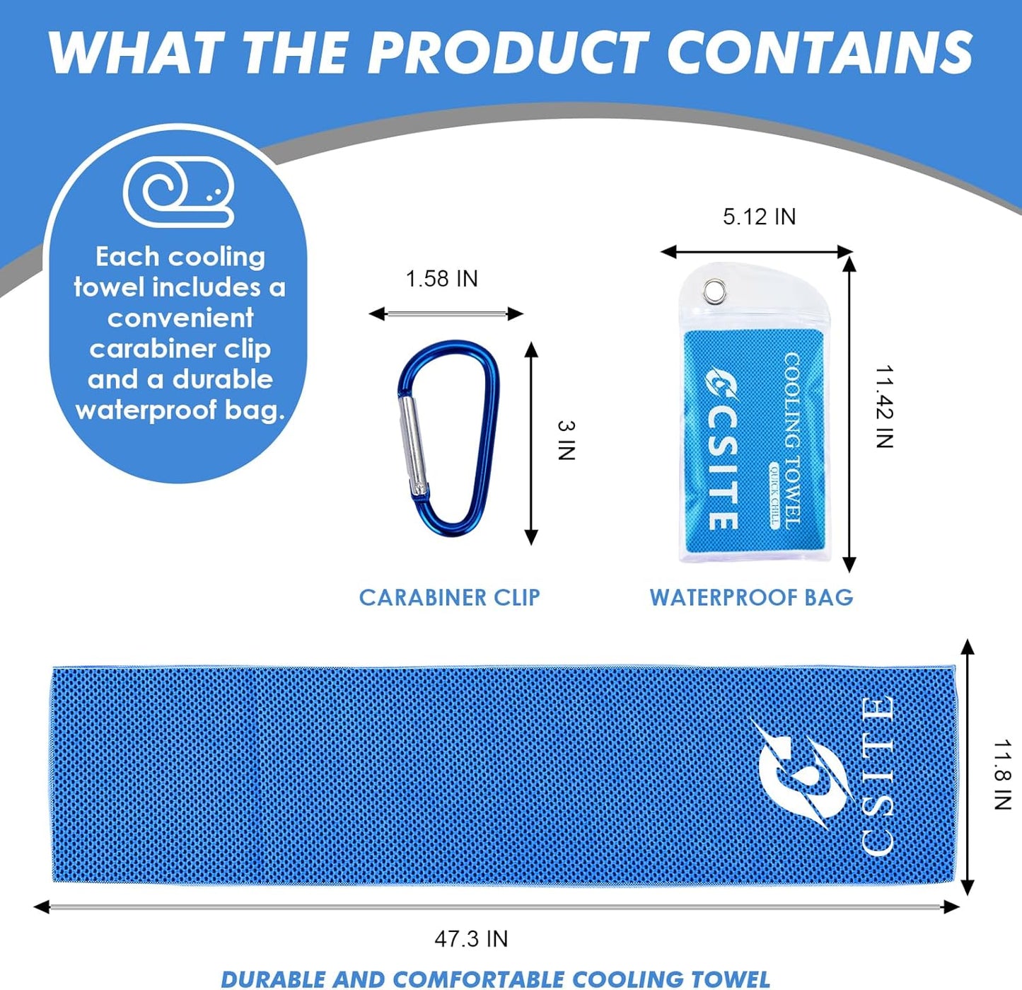 Cooling Towels for Neck and Face - 6 Pack 47x12 Inch Ice Cold Microfiber Towels, Soft & Breathable Cooling Towel for Hot Weather, Sports, Yoga, Workout, Running, Golf, Camping