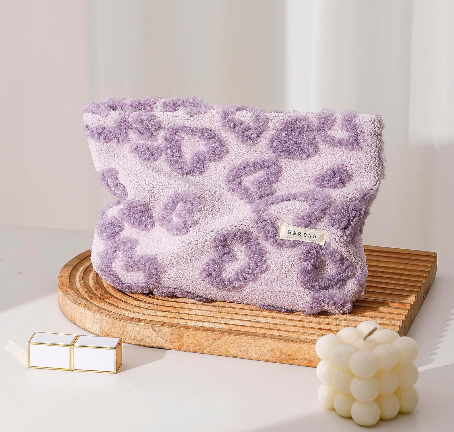 2 Pcs Makeup Bags, Large Cosmetic Bag Travel Toiletry Bag Organizer for Women, Plush Makeup Bag Small Cosmetic Pouch Purse with Zipper Gifts for Girls Teen