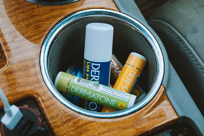 Dermatone Green Tea Lip Balm SPF 30 | Lip Balm with Sunscreen | Moisturizing with Aloe and Vitamin E | Medicated to Soothe & Replenish Chapped and Cracked Lips (Green Tea Lip Balm, 0.15oz Pack of 2)