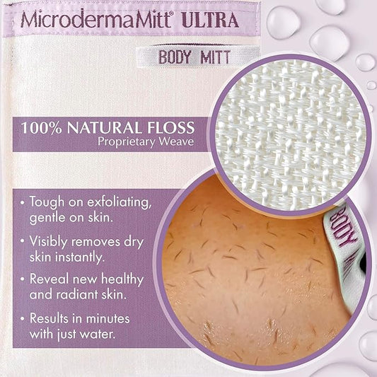 MicrodermaMitt ULTRA Exfoliating Mitt - The Ultimate Deep Exfoliating Body Scrubber Kese Glove – Keratosis Pilaris, Strawberry Skin Treatment, Reduce Ingrown Hair, Turkish Body Scrubber Exfoliator