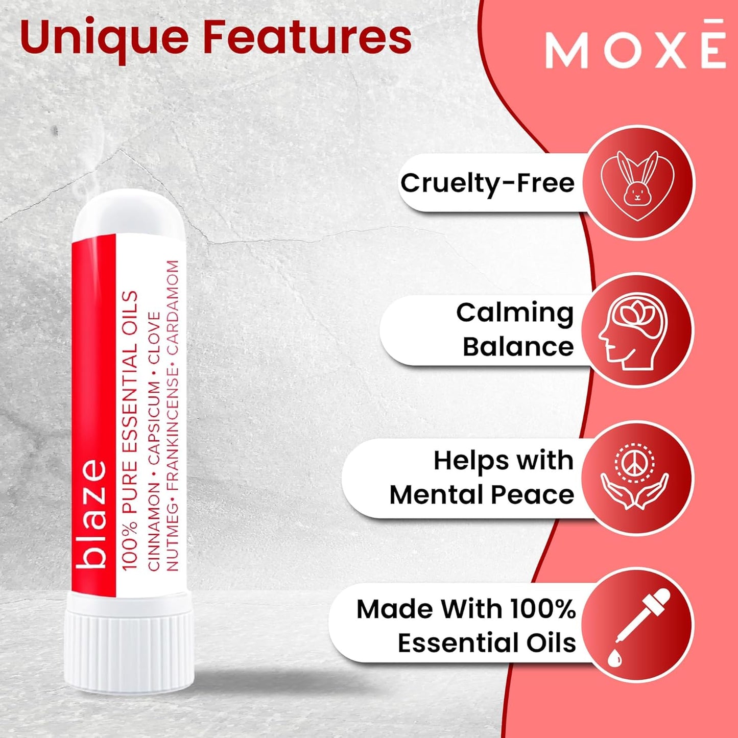 MOXE Blaze Nasal Stick | Calming Comfort + Mental Balance | Thieves Oil Inhaler Provides Soothing Spicy Sensation | Aromatherapy Inhaler with 100% Pure Essential Oils, Frankincense (1 Pack)