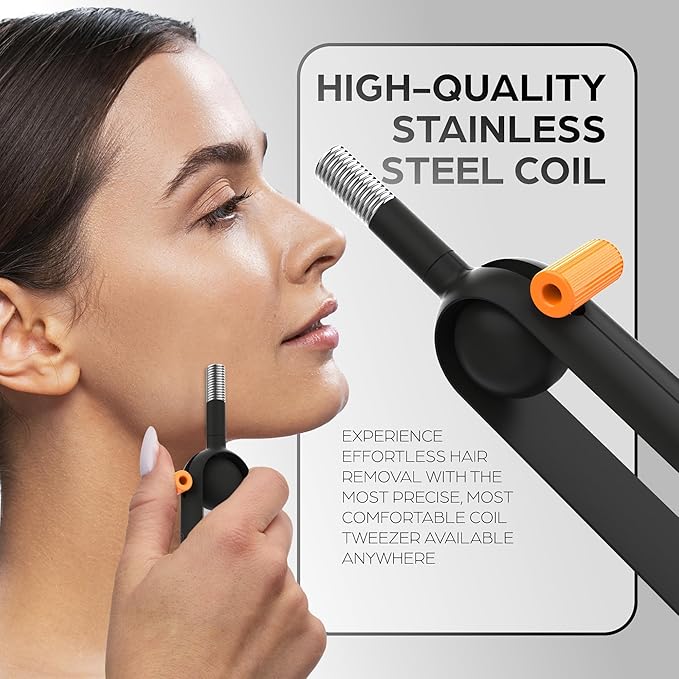 Epilady Precision Coil Tweezer, Facial Hair Remover with Ergonomic Design, Hair-Removal Tool for Upper Lip, Chin, and Face, Portable Tweezers for Facial Hair