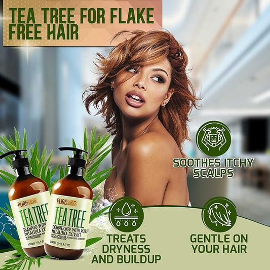 Tea Tree Oil Shampoo and Conditioner Set - Sulfate and Paraben Free Treatment for Oily Hair and to Help Reduce Your Itchy and Dry Scalp - Healthy Anti Dandruff Formula for Men and Women