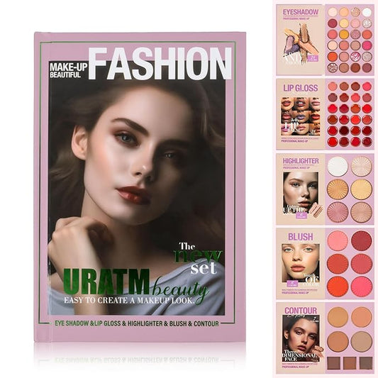4-Layer Multi - Functional Beauty Book Kit- Style Makeup Palette Ingeniously Combines Eyeshadows, Blushes, Highlighters, Contour Powders In One,Best Choice for A Gift for Women (U201B)