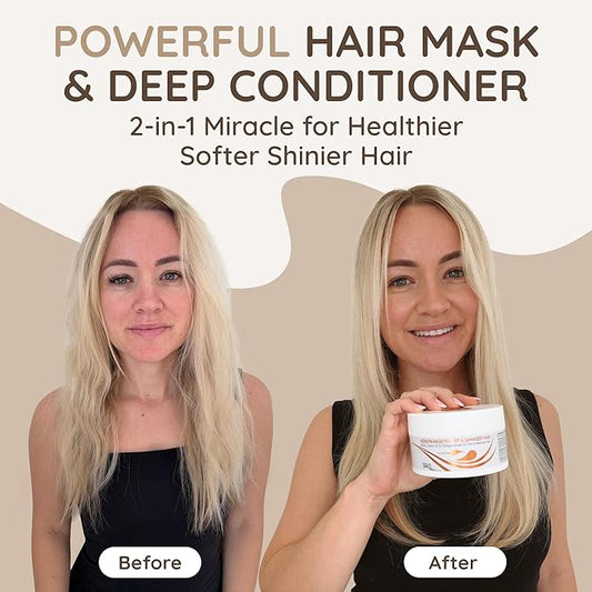 VITAMINS hair cosmetics Keratin Hair Mask - Deep Repair Conditioner with Biotin & Castor Oil - For Damaged, Dry, Curly, Straight, Thin & Fine Hair - Intense Collagen Protein Treatment