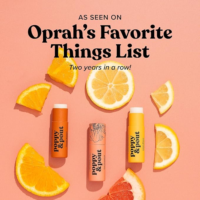 Poppy & Pout Lemon Bloom Jumbo Lip Balm | All Natural Lip Balms & Moisturizers | Hydrates with Beeswax, Vitamin E, Organic Coconut Oil | Cruelty-Free | Lip Balm in Recyclable Cardboard Tube