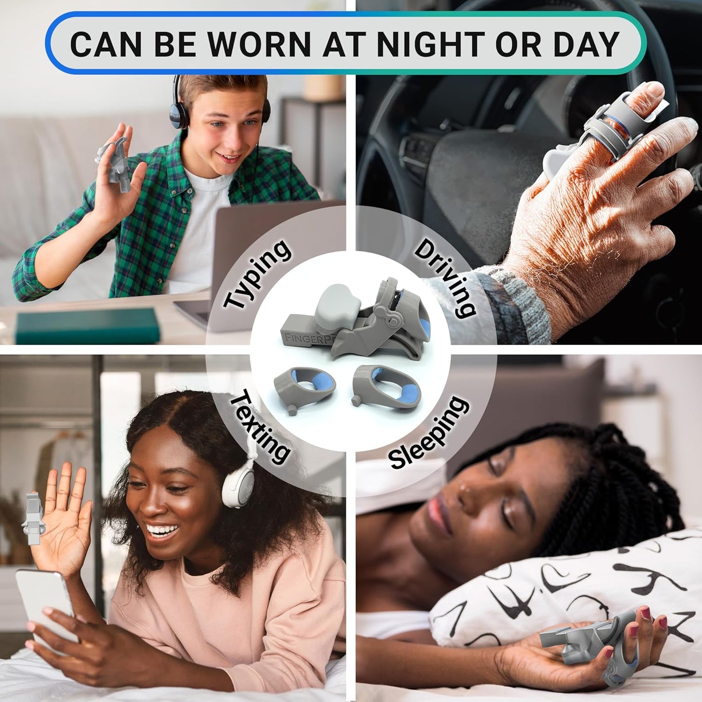 Finger Straightener | PIP Extension Orthosis/Splint For Bent Fingers, PIP Flexion Contractures | Adjustable Joint Stretcher Device | Made in USA | Purple/Medium