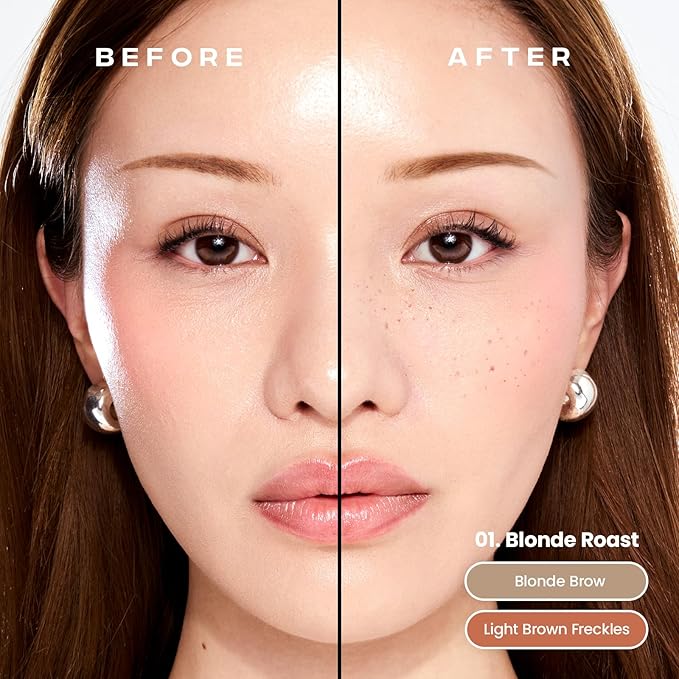 Sacheu Brow & Freckle STAY-N Tinted Eyebrow Gel & Faux Freckle Pen — 2-in-1 Longwear Water Resistant Brows Tint, Cruelty-Free & Vegan, Blonde Roast