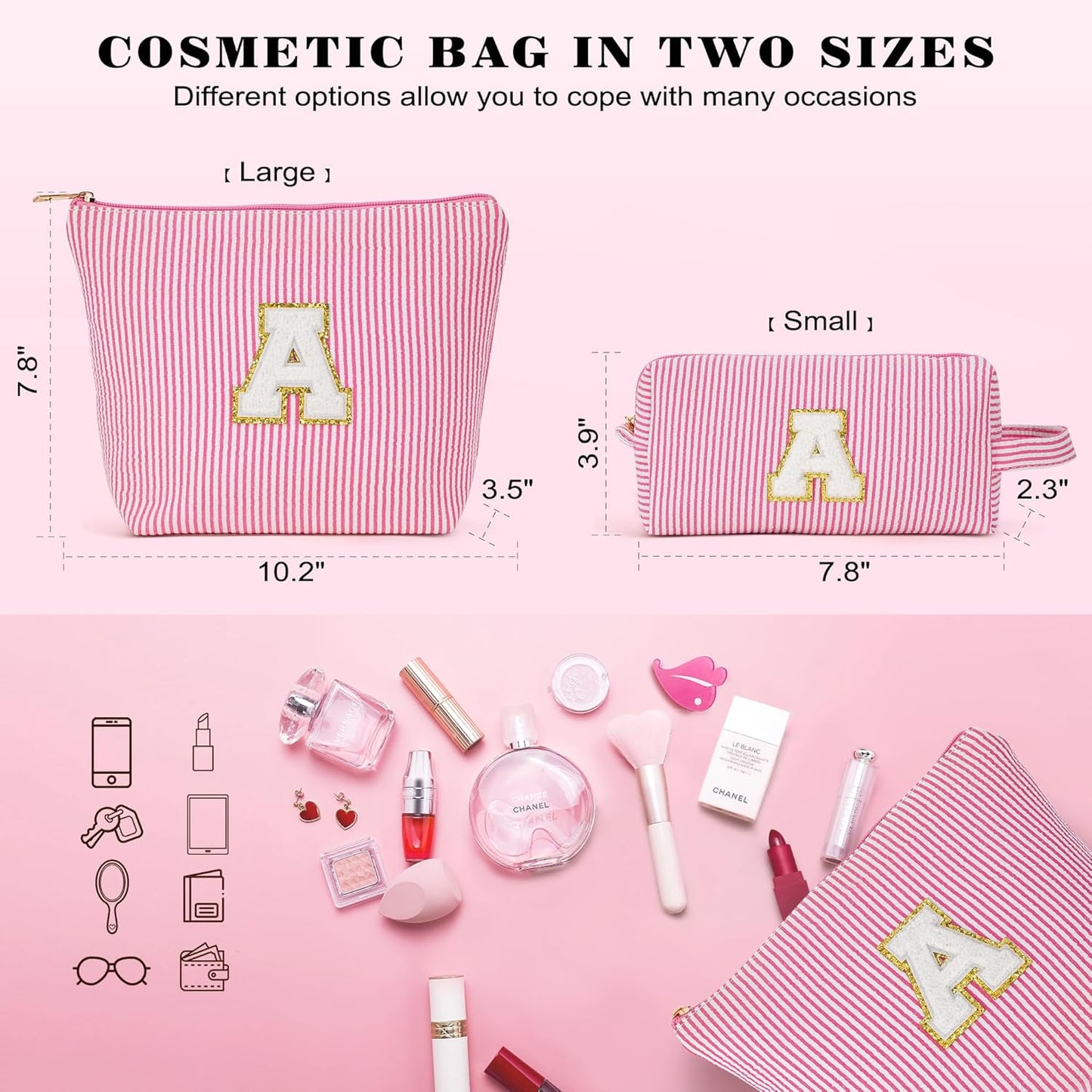 Initial Travel Toiletry Bag for Women - Travel Essentials, Travel Makeup Bag Cosmetic Make up Bag Birthday Gifts for Women, Blue Letter R