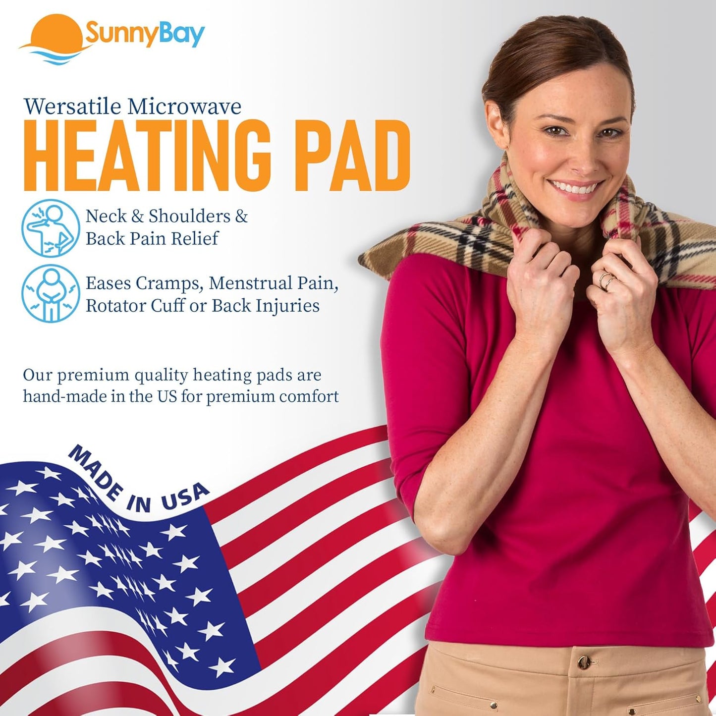 SunnyBay Extra Large Microwave Heating Pad, Microwavable Heavy Weighted Full Body Moist Hot Pack and Washable Fleece Cover, 10x24 Inches, 2.8 lbs (London)