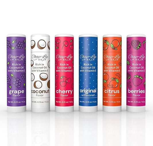 Rich in Coconut Oil & Vitamin E - Moisturizing, Ultra Conditioning & Hydrating - Total Lip Moisturizer & Lip Therapy Treatment - Happy Holidays 6 Flavor Assortment, 48 Count