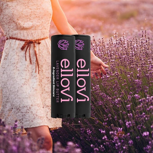 Natural Lip Butter Lip Balm - Lavender - Pure Enough to Eat - Made With Just 6 Vegan Ingredients - 100% Natural & Organic Moisturizing Lip Care for All Day Hydration (2-Pack)