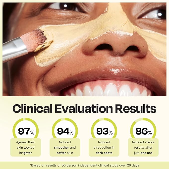 Gleamin Vitamin C Clay Mask for Dark Spots, Turmeric Clay Face Mask Skin Care, Deeply Cleanses & Refines Pores, Brightens Uneven Tone and Helps Improve Post-Blemish Scarring & Texture, Up to 20 Uses