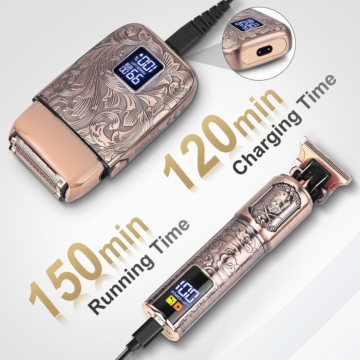 Ufree Foil Shavers Electric Razor for Men, Beard Trimmer Grooming Shaving Kit, Hair Trimmer, Cordless Head Shavers for Bald Men Barber Clippers, Birthday Gifts for Him