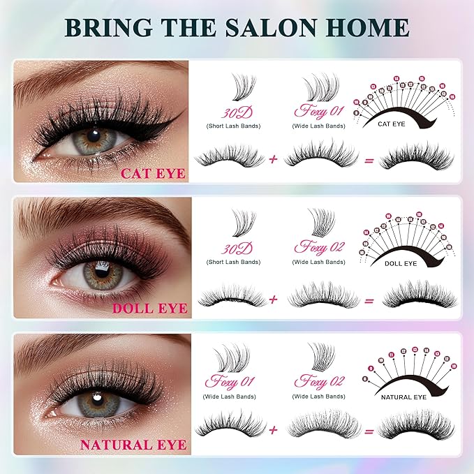 Lash Clusters - Wispy Lash Clusters For Natural Look 8-16MM 536Pcs Eyelash Clusters D Curl Individual Lashes for DIY Lash Extension Kit