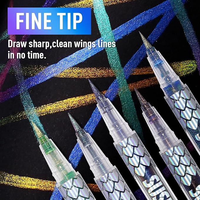 Chameleon Metallic Duochrome Liquid Eyeliner, Color Shifting Shimmery Eye Liner, Duo-color Waterproof Long Lasting Glitter Eye Makeup Pen Eyeliners (Mermaid Gleam)