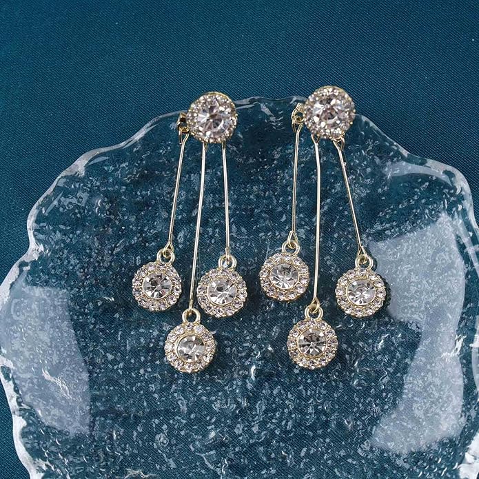 Vintage Crystal Chandelier Drop Earrings Rhinestone Ball Dangle Earrings Gold Rhinestone Stud Earrings Sparkle Bridal Chandelier Earrings Jewelry for Women