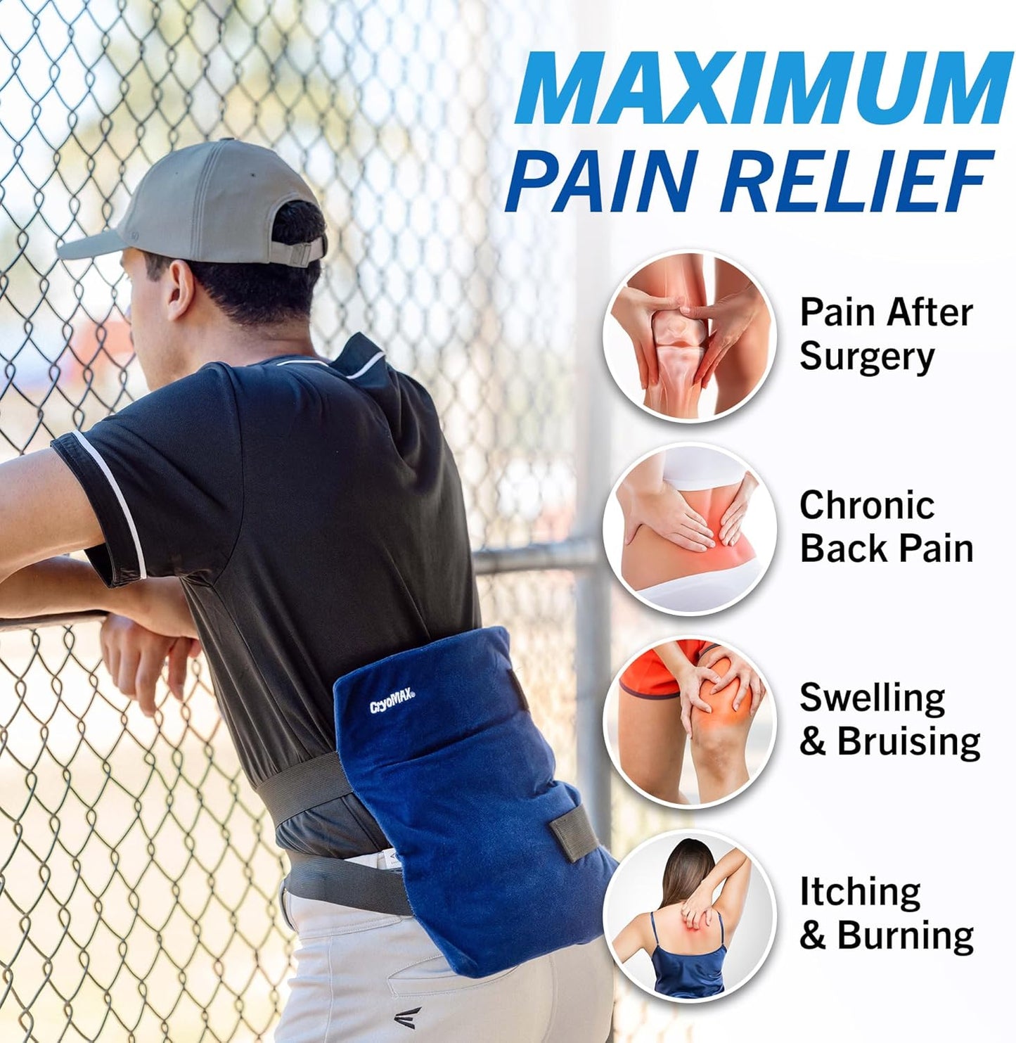 CryoMAX Cold Pack, Reusable, Latex Free, 8 Hour Cold Therapy, Large, 12" x 12" (1 Count)