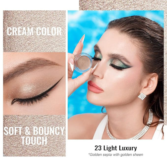 Oulac Shimmer Cream Eyeshadow also for Highlighter Blendable Eye Shadow Waterproof&Long Lasting with Moisturizing Formula Soft Shimmer Eye Make-up,Vegan & Cruelty-Free,6g 23