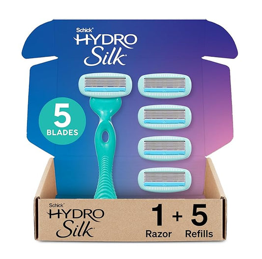 Schick Hydro Silk Ultra Sensitive Razor for Women | Womens Razor for Sensitive Skin, 5 Blade Razors for Women, Womens Razors for Shaving, Includes 1 Handle & 5 Refills