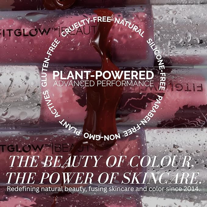 FITGLOW Beauty Lip Colour Serum | Hydrating Lip Gloss | Plumping Anti-Aging Lip Treatment | Natural Shine with Pomegranate Sterols & Collagen | Buildable Color for Dry Chapped Lips | Carotene - 10g