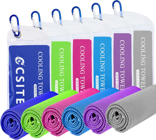 Cooling Towels for Neck and Face - 6 Pack 47x12 Inch Ice Cold Microfiber Towels, Soft & Breathable Cooling Towel for Hot Weather, Sports, Yoga, Workout, Running, Golf, Camping
