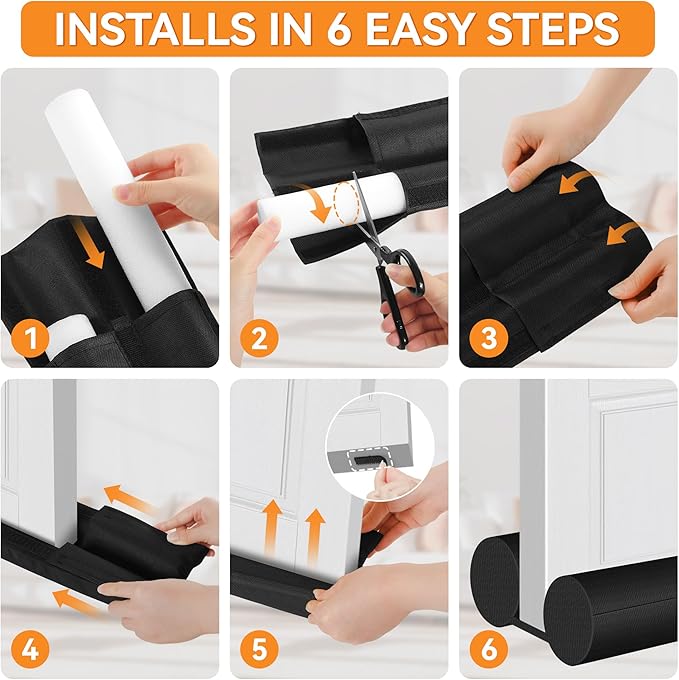 (2 Pack) Under Door Draft Stopper, Under Door Blocker Size of Adjustable Size from 30" to 36", Easy Install,Gap Filler, Reduces Air Draft, Noise & Sound, Door Seal for Improved Insulation