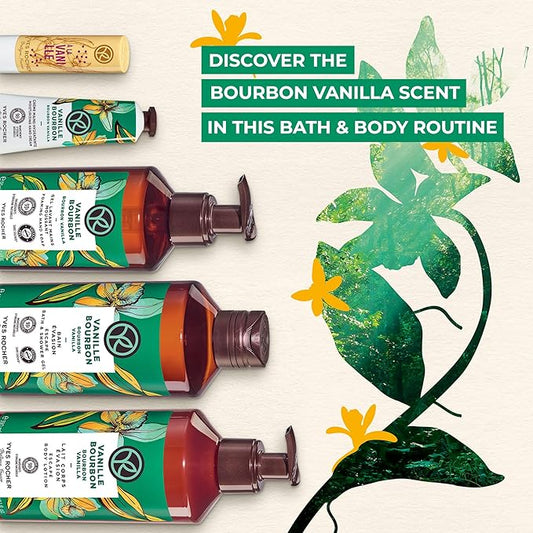 Yves Rocher Bain de Nature Vanilla 6-Piece Gift Set, Shower Gel, Hand Cream, Body Lotion, Lip Balm, Hand Soap & Vanity Bag, 6 Items