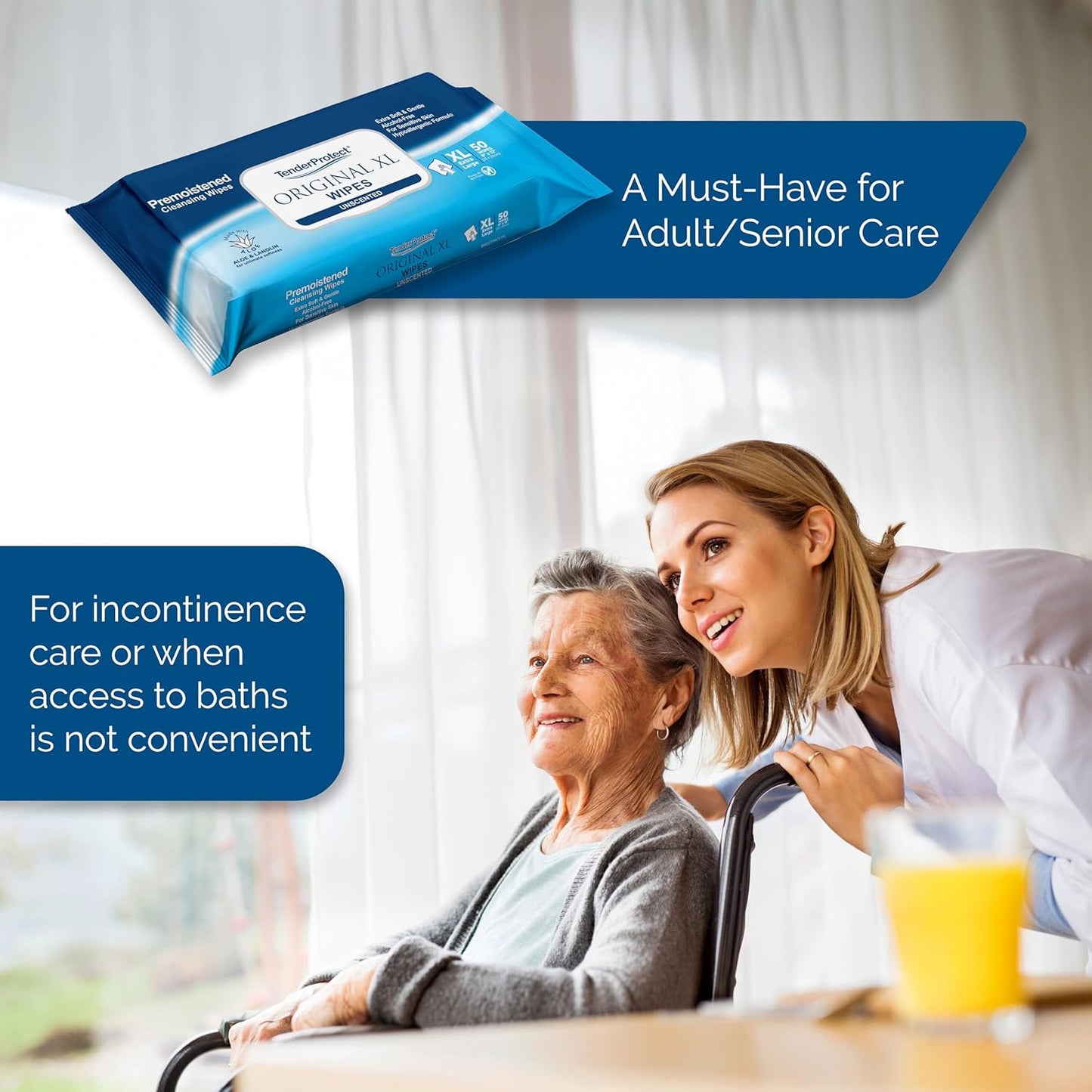 TenderProtect® Original XL Premium Adult Wipes (600 Ct), Extra-Large 9"x12" Wet Wipes with Aloe, Wash Cloths for Babies & Elderly, Incontinence, Hands & Body Cleaning