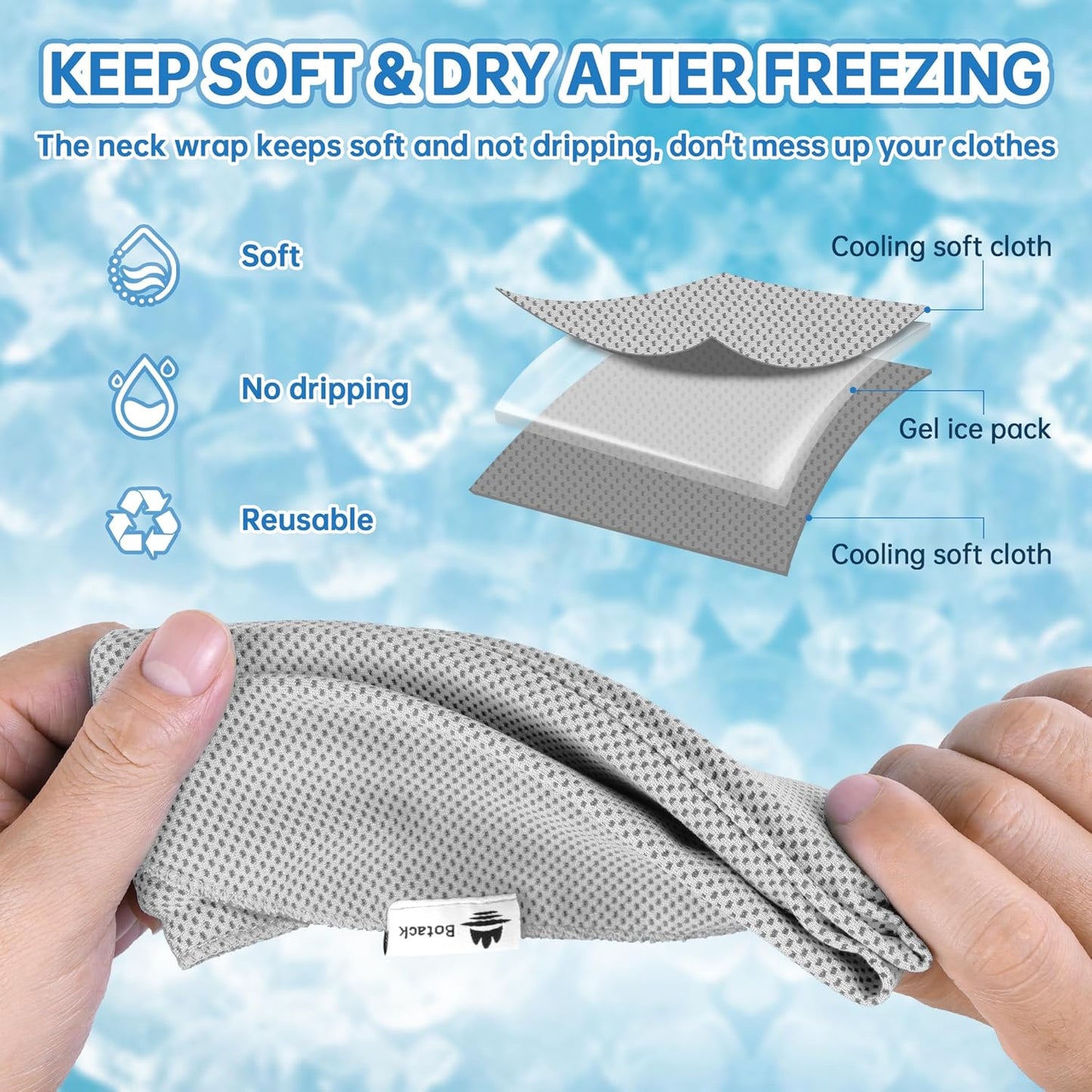 Cooling Neck Wraps with Reusable Gel Ice Pack, Soft Summer Neck Cooler for Golf, Tennis, Outdoor Activities 2 Packs