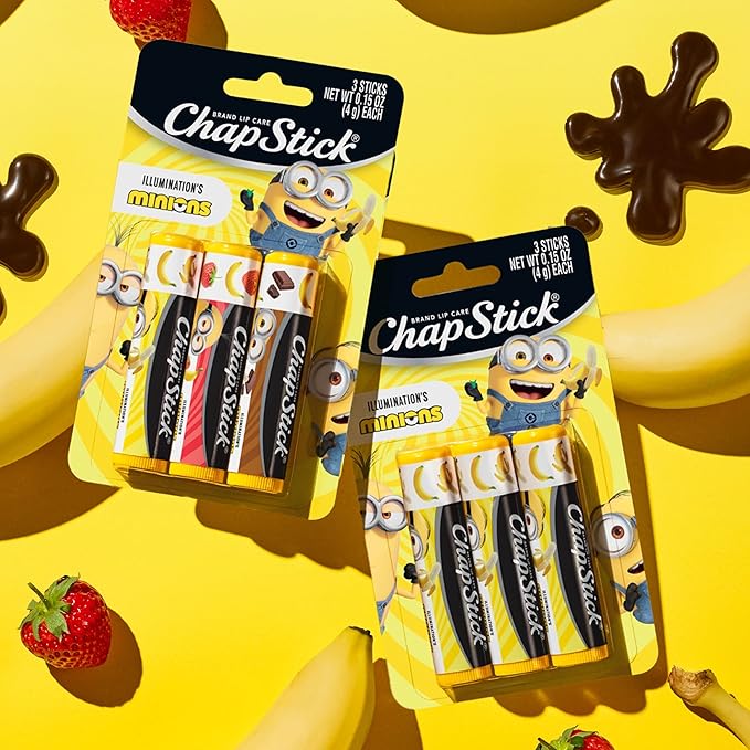 ChapStick Lip Balm, Minions Banana Variety Packs (6 Sticks), Party Favors for Kids, 0.15 Oz Ea