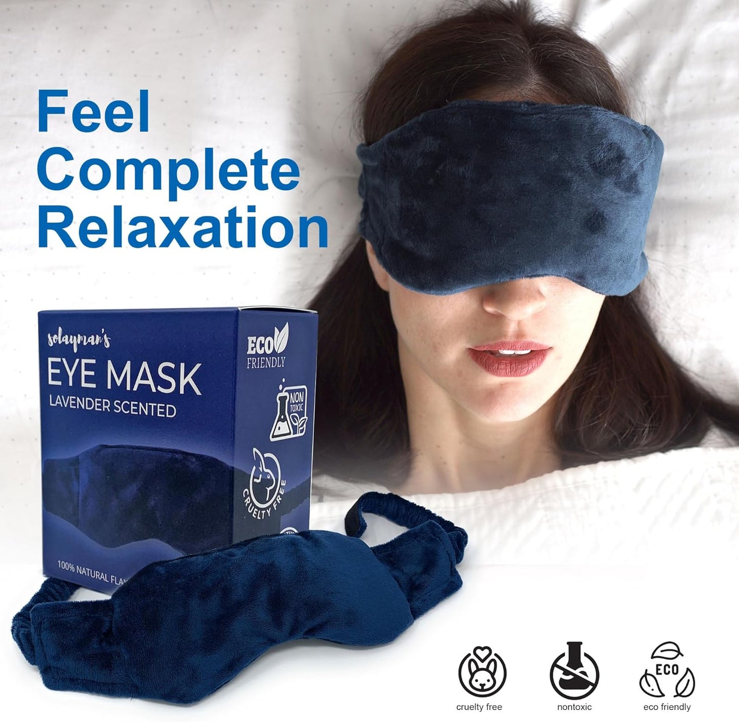 Weighted Lavender Eye Mask for Sleeping, Yoga, Dry Eyes - Great Relaxation Gifts for Mom, Dad, Women, Men - Aromatherapy Lavender Eye Pillow Gift (Navy Blue)