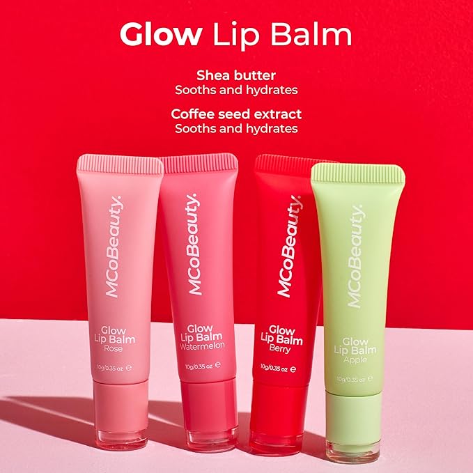 MCoBeauty Glow Lip Balm, Watermelon, Nourishing Tint for Luscious Lips, Vegan, Cruelty Free Cosmetics