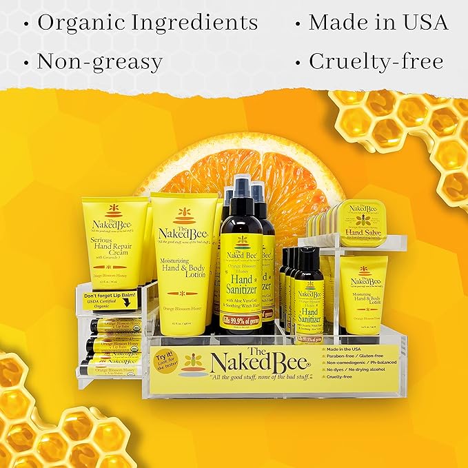 The Naked Bee Lip Balm in Orange Blossom Honey, Grapefruit Blossom Honey, and Pomegranate & Honey, 0.15 oz, 3 Pack