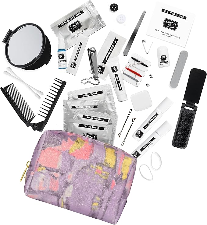 Pinch Provisions Shemergency Kit for Her, 40 Emergency Essential Items, Compact, Multi-Functional Pouch, Gift for Women, Birthday, Bachelorette Parties, and More!