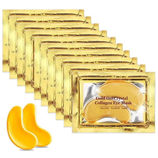 Jakuva 29PCS Gold Gel Crystal Collagen Eye Mask Under Eye Patches For Puffy Eyes and Dark Circles, Hydrating & Anti Aging,24k Gold Eye Mask Eye Patches for Moisturizing