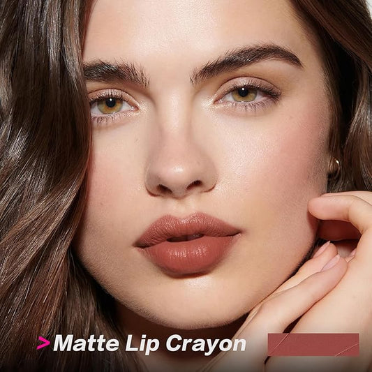 FOCALLURE Ultra Chic Matte Lipstick,Rich Vitamin E Lip Crayon,Lightweight Matte Color without Drying or Fading,Long Lasting Waterproof Lips Makeup,FUZZY WUZZY