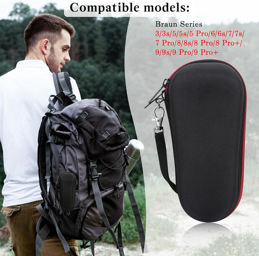 Electric Shaver Case,Travel Shaver Storage Bag & Razor Organizer Pouch,Durable,Waterproof, Compact Design for Men's Essentials,Fits Most Electric Shavers for Philips Braun Panasonic(Red)