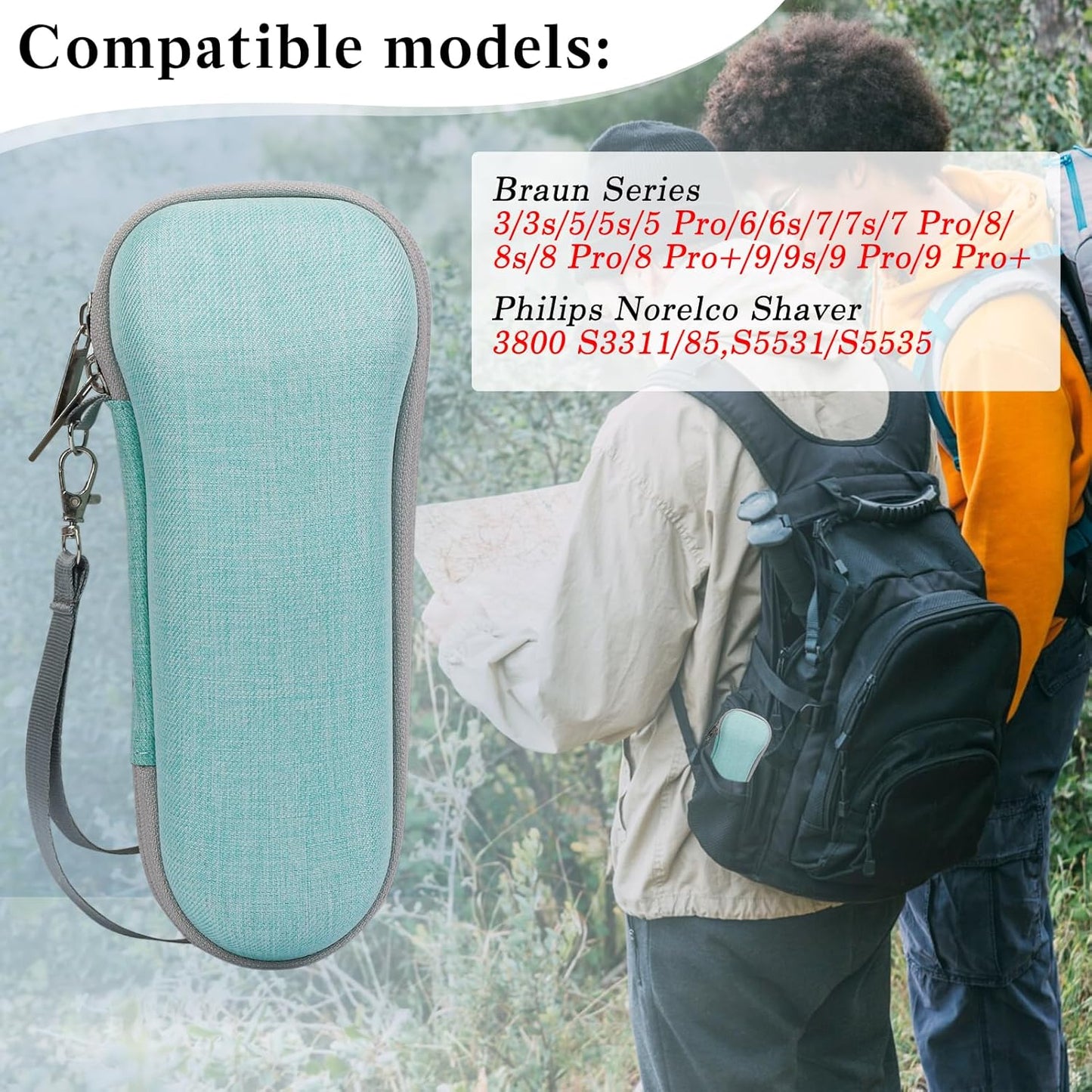 Travel Shaver Organizer - EVA Hard Protective Holder for Braun Series 3/5/6/7/8/9 Electric Shavers, Compact & Durable Design for Men’s Grooming Essentials, Fits All Accessories (Green)