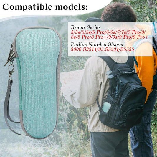 Travel Shaver Organizer - EVA Hard Protective Holder for Braun Series 3/5/6/7/8/9 Electric Shavers, Compact & Durable Design for Men’s Grooming Essentials, Fits All Accessories (Green)