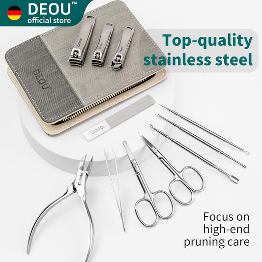 Manicure Sets Nail Clippers Stainless Steel Manicure and Pedicure kit Girls Professional Nail Files and Men's Grooming Scissors Tools for Home Personal Care or Gifts (Gray)